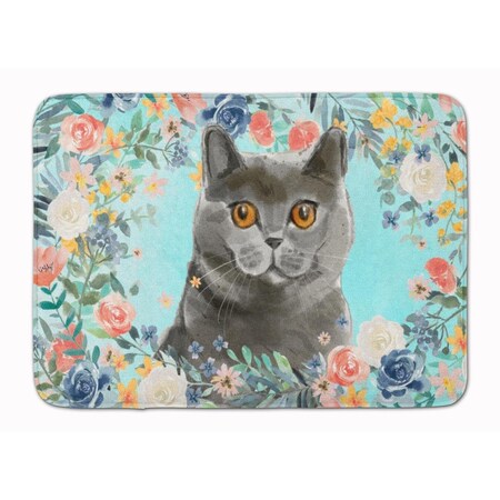 Carolines Treasures British Shorthair Spring Flowers Machine Washable Memory Foam Mat CK3392RUG
